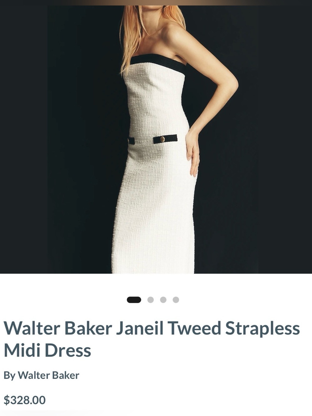 Walter Baker Janeil Tweed Straples
Midi Dress NWT size 2